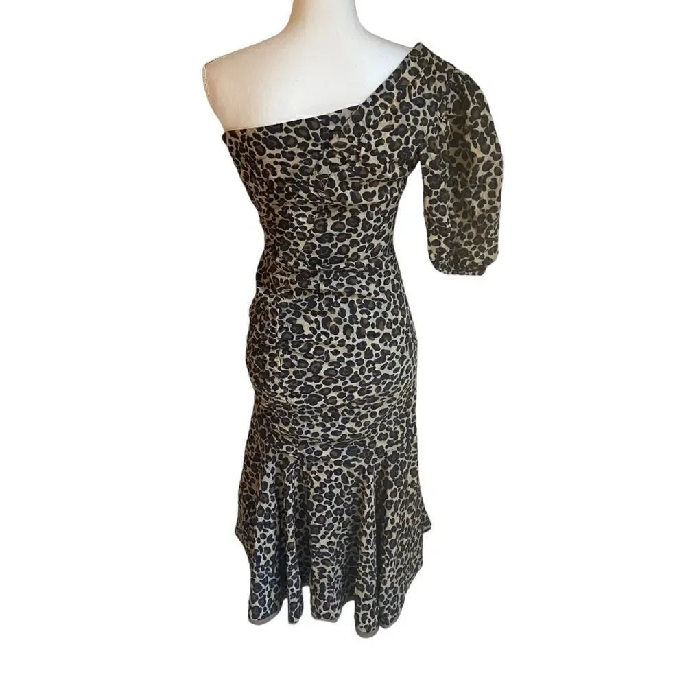 Jonathan Simkhai Leopard Print One Shoulder Dress - Picture 7 of 10
